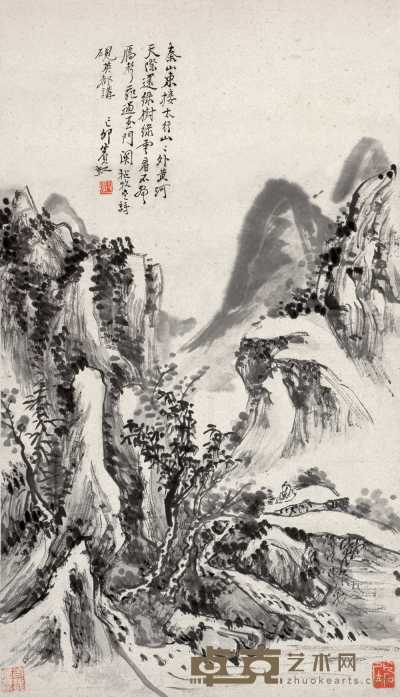 黄宾虹 己卯（1939年）作 秦山雁声 镜心 55×32cm